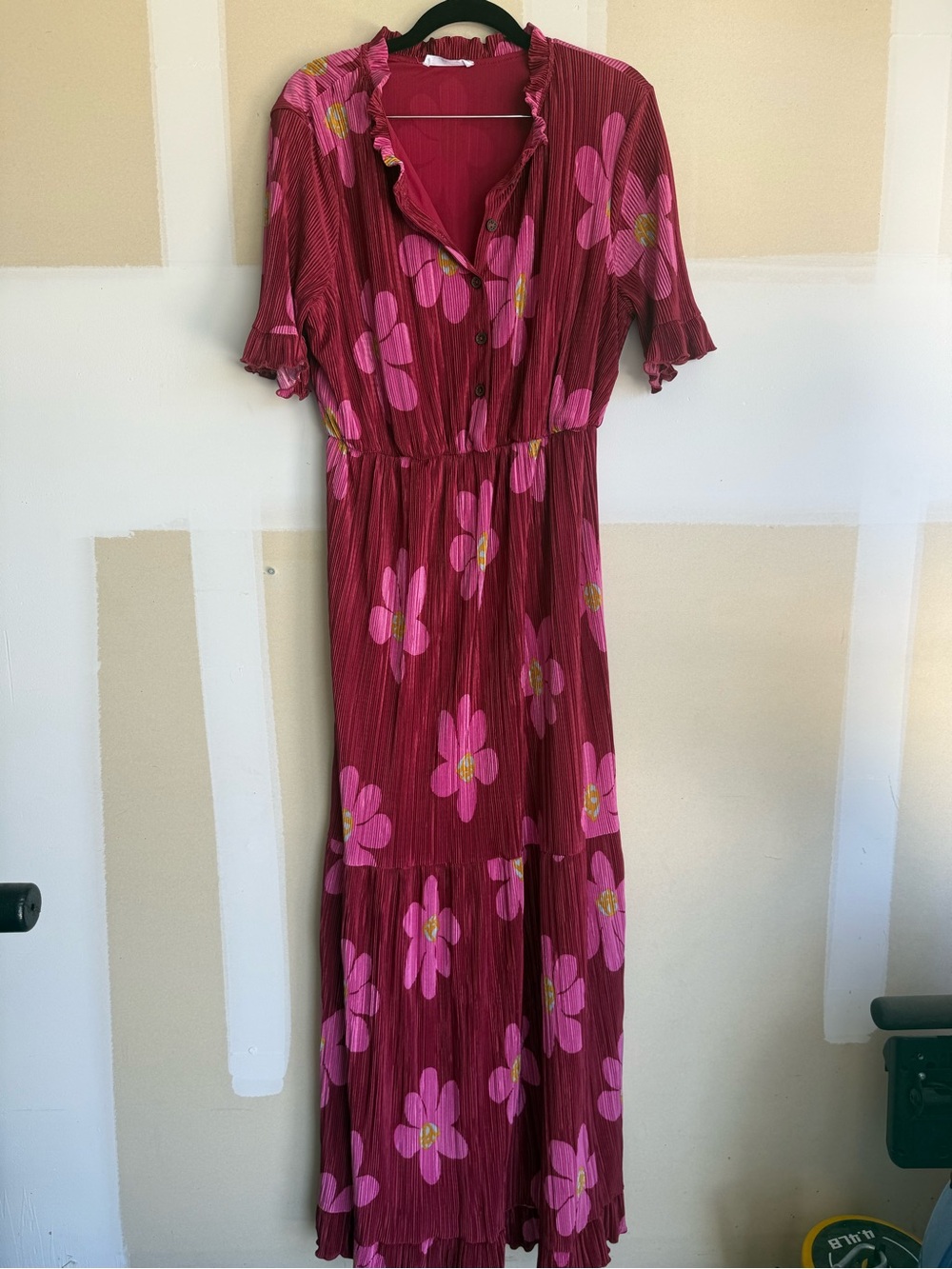 Ces Femme Pink Floral Maxi Dress - Casual Button-Front